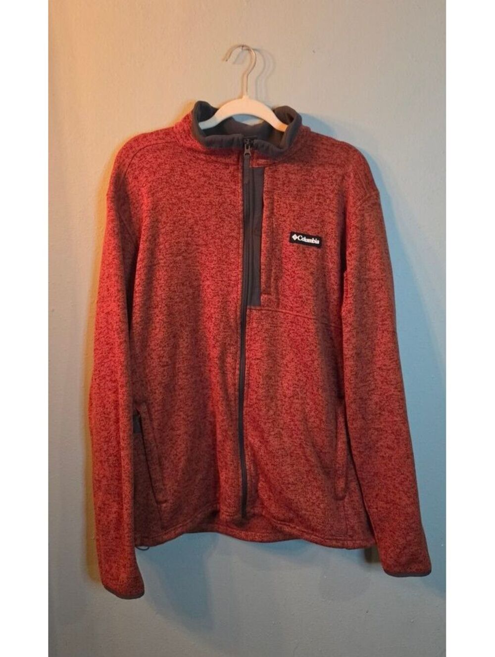 Columbia Men’s XL Red Heather Sweater Fleece Full Zip Jacket